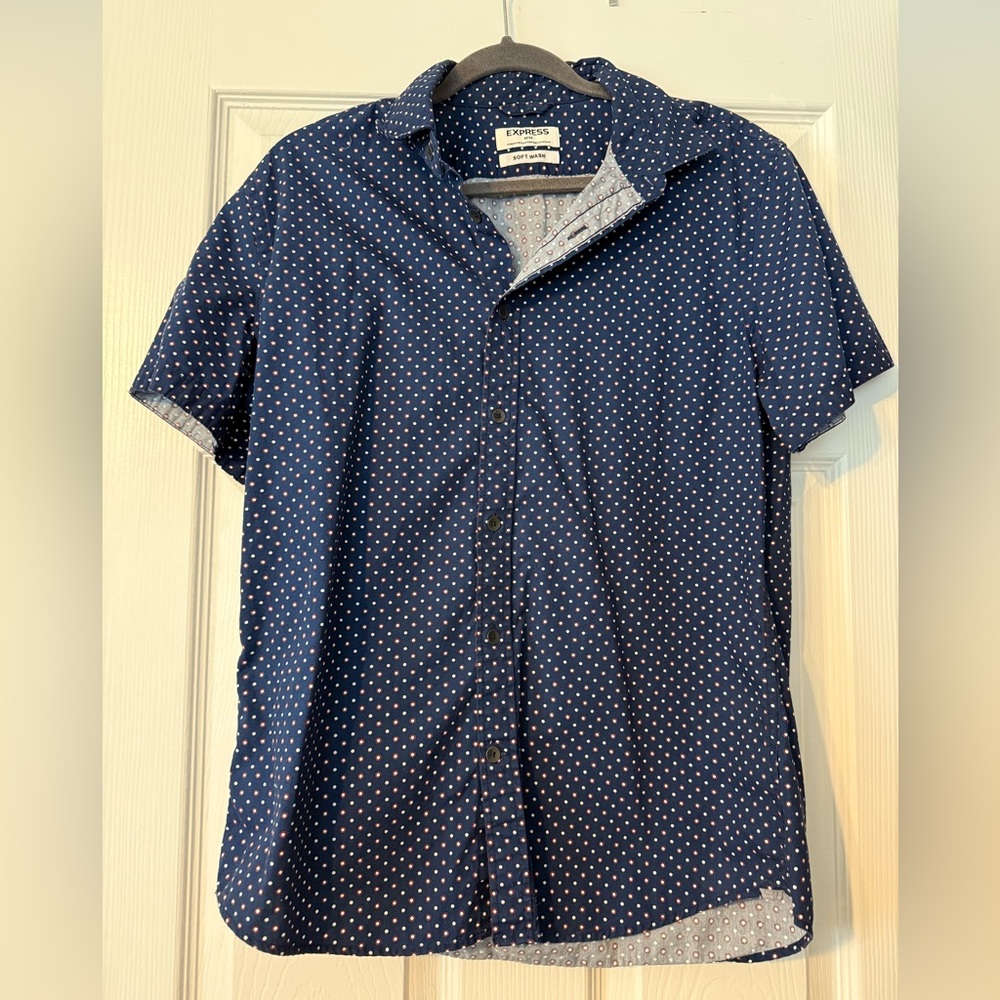 Express Navy Polka Dot Shirt